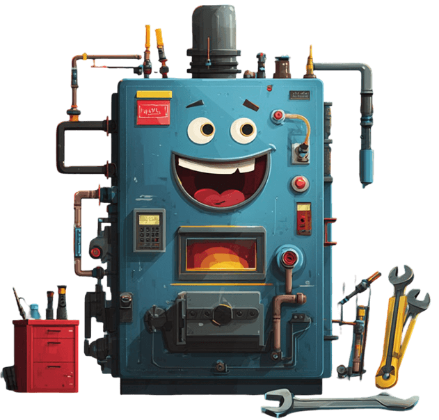Professional boiler service engineer at work
